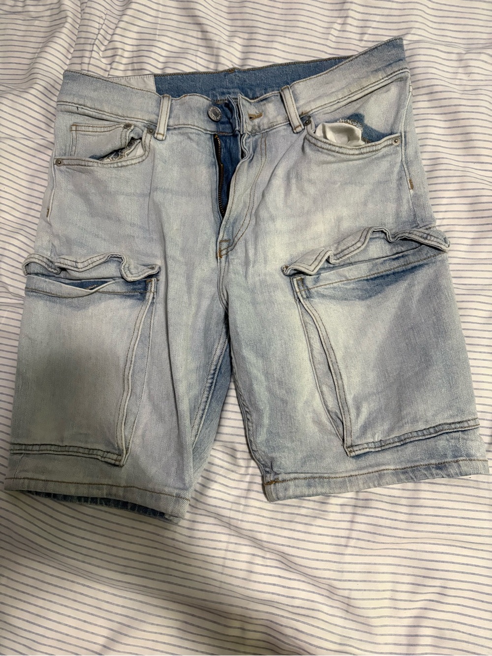 H&M Light Blue Denim Cargo Shorts